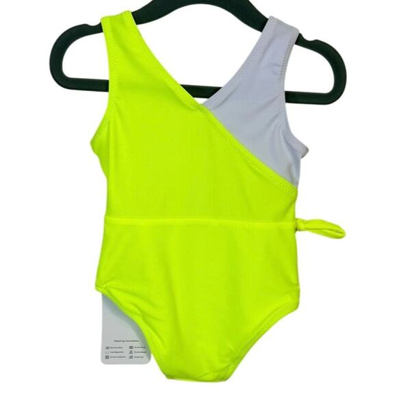 Neon Yellow & White Toddler One-Piece Swimsuit UPF 50+ Protection 18-24M, NWT - Picture 2 of 4